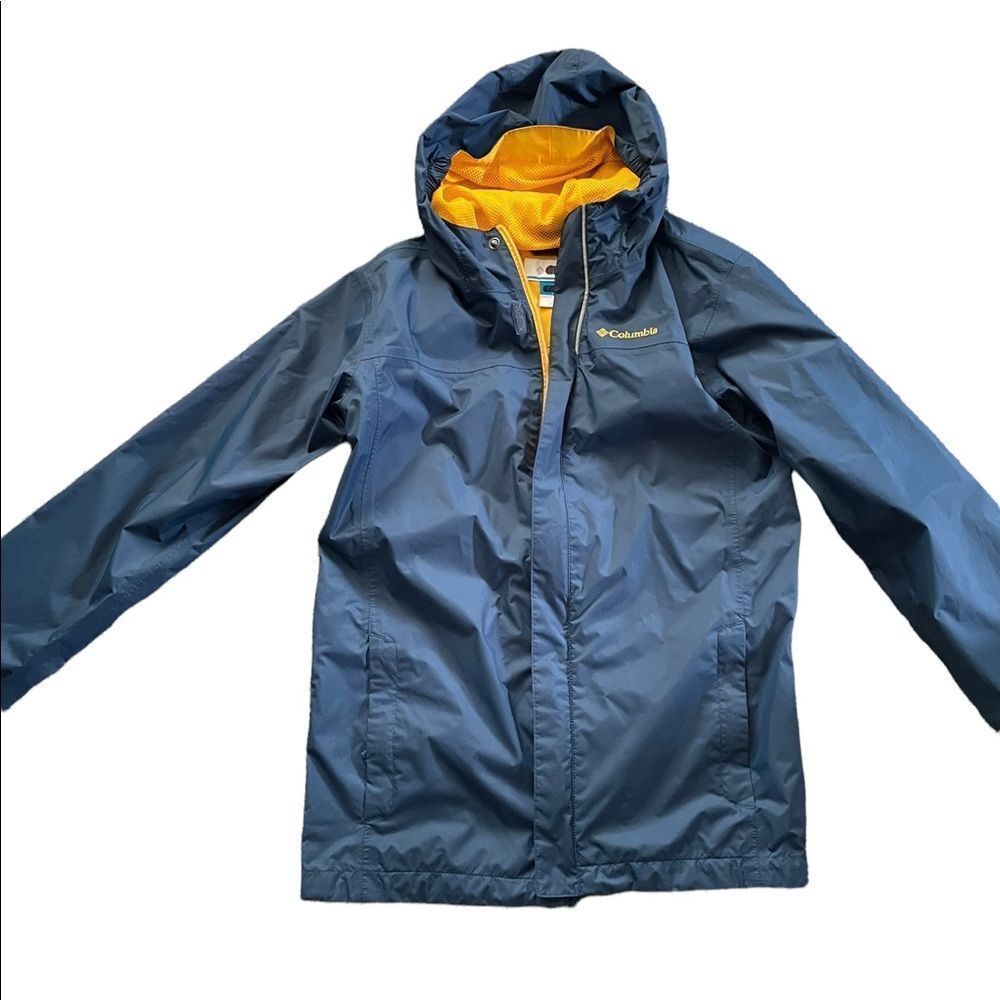 COLUMBIA Blue and Yellow Windbreaker Rain Coat Size Large 14/16